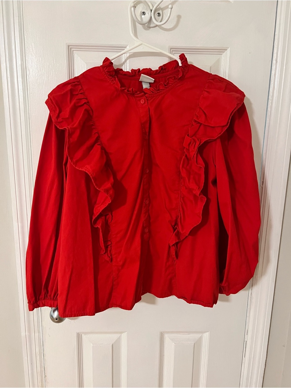 Target A New Day Red Ruffle Button Up Blouse